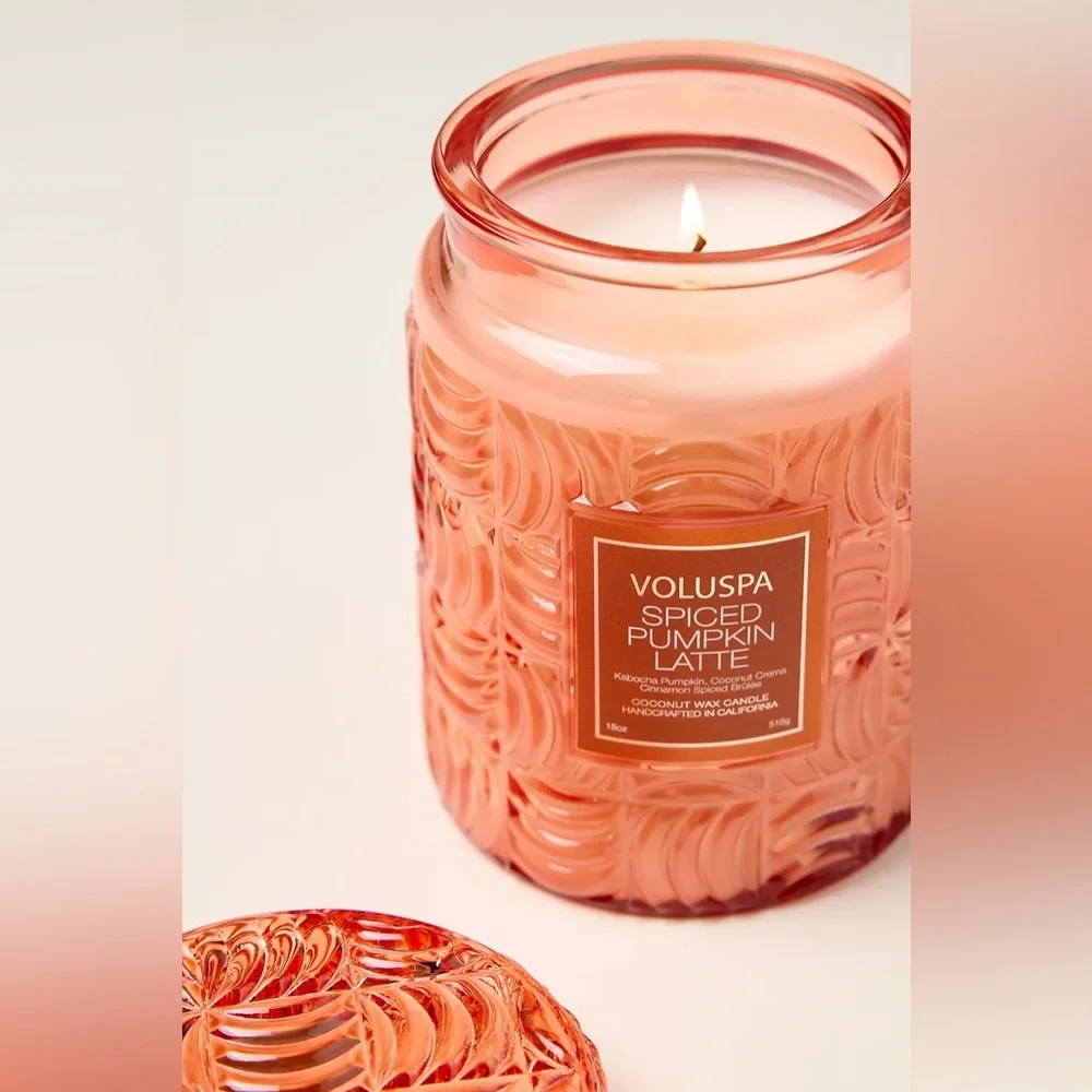 Anthropologie x Voluspa Spiced Pumpkin Latte Glass Jar Candle 18 oz - Picture 2 of 2